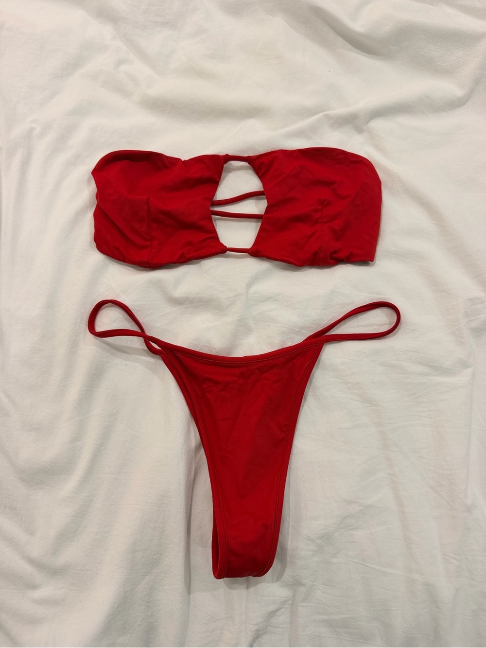 Indah Red Bandeau Bikini Set